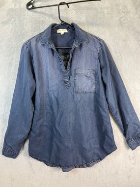 Chambray Popover Shirt Medium Washed Blue Cloth Stone Soft